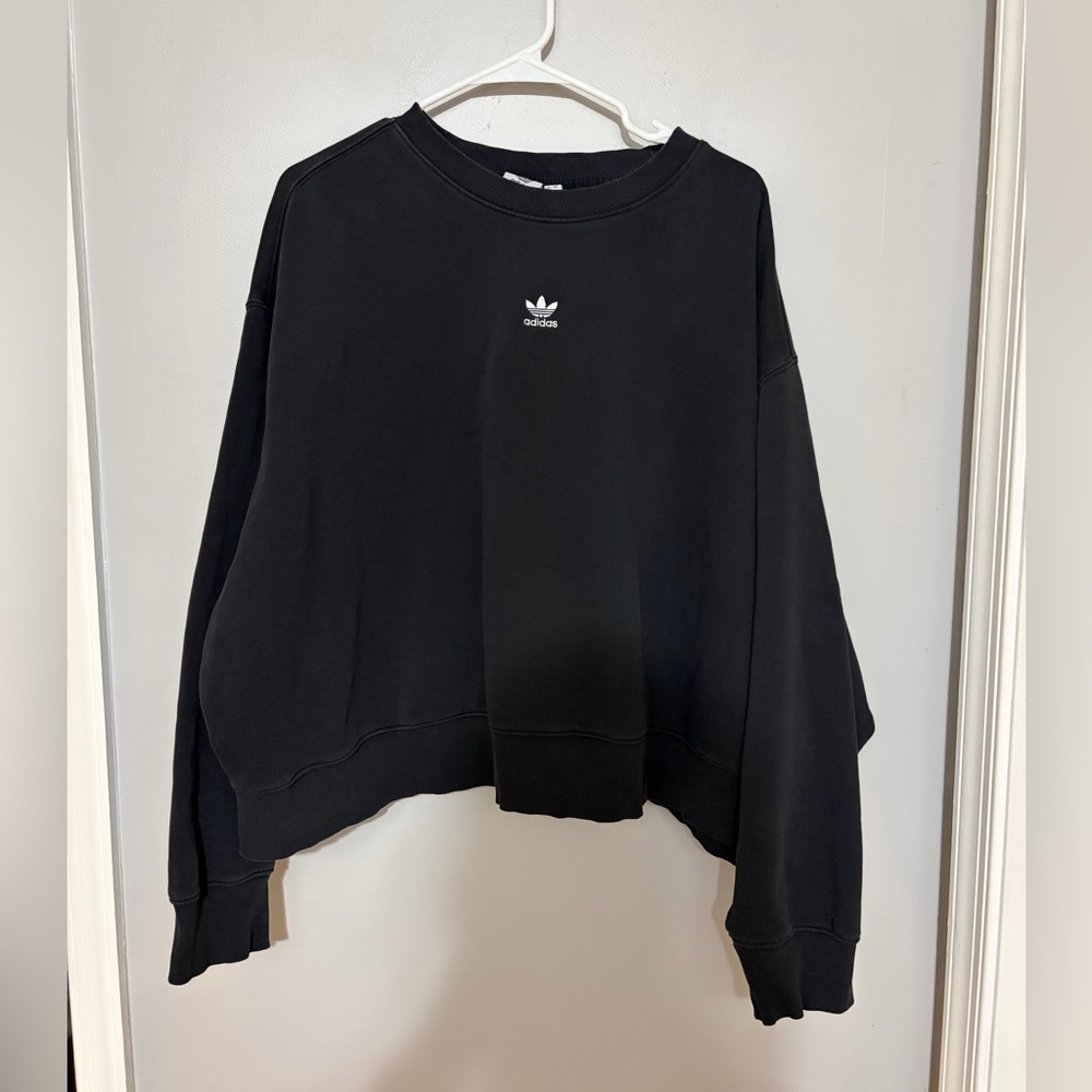 Adidas Women's Classic Black Cropped Crewneck Sweatshirt Size 4X